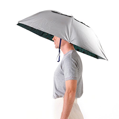 Luwint Head Umbrella Hat, Compact Folding Hands Free Hat Umbrella for Adults Rain Sun Protection Gardening Fishing Hiking Beach Costume, 36 Inch