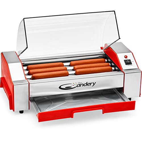 The Candery Electric Hot Dog Roller - Sausage Grill Cooker Machine - 6 Hot Dog Capacity - Household Hot Dog Machine for Children and Adults