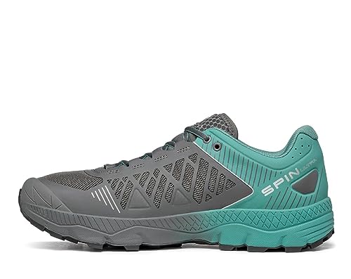 SCARPA Men's Spin Ultra Trail Shoes for Hiking and Trail Running - Iron/Deep Sea - 9-9.5
