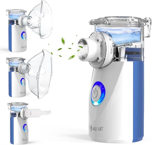 AU YAT Nebulizer, Nebulizer for Adults & Kids, Portable Nebulizer with 2 Masks & Mouthpiece, Quiet Working, 2 Adjustable Mode, Rechargeable Nebulizer Machine for Travel & Home Use