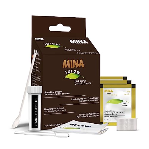Mina ibrow Tint kit Dark Brown|Natural Spot coloring Brow Tinting Powder, Water and Smudge Proof |Instant Brow Dye kit, No Ammonia, No Lead with 100% Gray Converge
