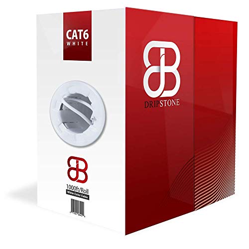 Dripstone CAT6 1000ft Solid UTP 23AWG Ethernet Cable 550Mhz Bulk Network LAN Wire 1000-feet Easy Pull Box (White)