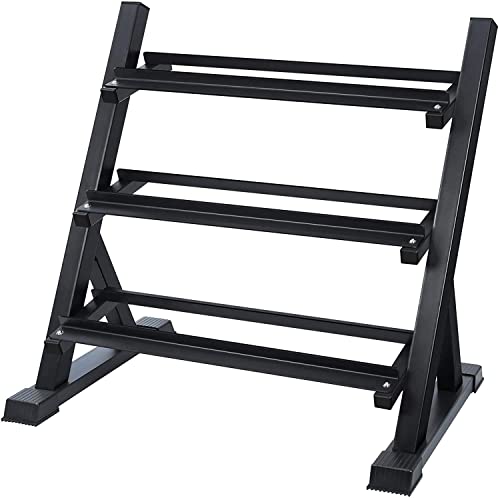 AKYEN 3 Tier Dumbbell Rack Stand Only for Home Gym, Heavy-Duty Weight Rack for Dumbbells (1100 Pounds Weight Capacity, 2022 Version)
