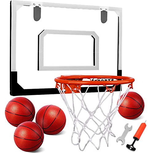 AOKESI Indoor Mini Basketball Hoop Set with 3 Balls for Kids and Adults - Pro Mini Basketball Hoop for Door with Complete Basketball Accessories Perfect Christmas Birthday Toys for Kids Boys Teen