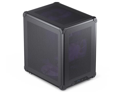 JONSBO C6 Black Mini MATX Mesh Case,Simple Compact Desktop Micro ATX Chassis,Upper Cover/Side Panel Tool-Free Open pc case, ATX Power Bite (L185mm Max.),Support 75mm CPU Cooler,GPU200-255mm