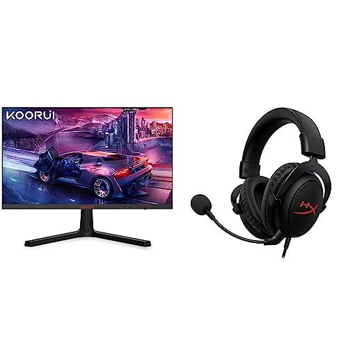 KOORUI 24 Inch Computer Monitor -FHD 1080P Gaming Monitor 165Hz VA 1ms Build-in FreeSync & HyperX - Cloud Core Wired DTS Headphone:X Gaming Headset for PC, Xbox X|S, and Xbox One – Black