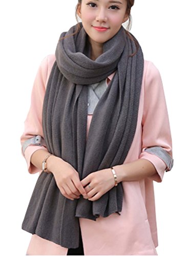 Wander Agio Womens Warm Long Shawl Winter Blanket Scarf Scarf Pure Color Dark Grey