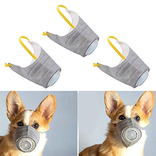 PeSandy Adjustable Dog Respirator Muzzle, 3 PCS Breathable Dog Protective Muzzle for Small to Large Dogs Filter Air Pollutants Anti Fog/Anti Dust/Anti Secondhand Smoke, Pet Respirator Muzzle (M)