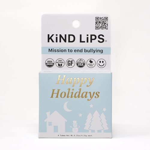 Kind Lips Lip Balm, Nourishing Soothing Lip Moisturizer for Dry Cracked Chapped Lips, Made in Usa With 100% Natural USDA Organic Ingredients, Variety Scent, 0.15 Ounce (Pack of 4)
