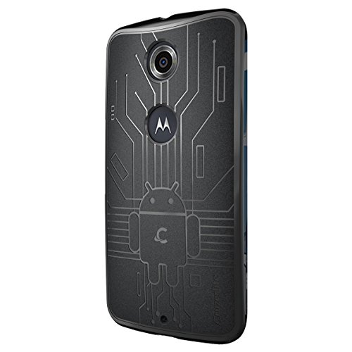 CruzerLite Bugdroid Circuit Case for The Google Nexus 6 / Motorola Nexus 6 (2014 Release) - Retail Packaging - Black