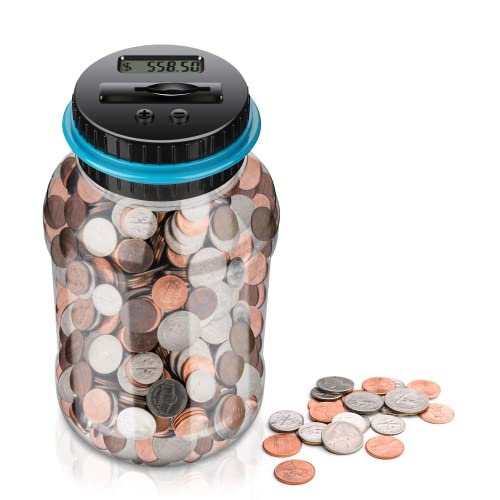 Digital Coin Bank,Amago Piggy Bank,Big Piggy Bank Digital Counting Coin Bank for Kids Adults Boys Girls as Gift on Christmas,Birthday,New Year's day,Powered by 2AAA Battery (Not Included)