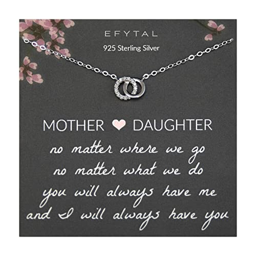 EFYTAL Sterling Silver Mother Daughter Necklace, Sentimental Jewelry Gifts for Mom and Daughter