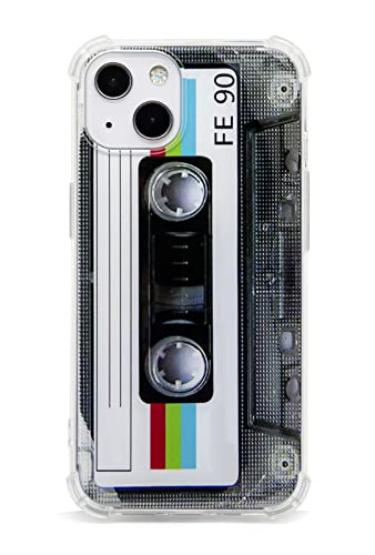FAteamll Case for iPhone 13, Matte Finish Heavy Duty Soft Back Cover with Reinforced Corners TPU Soft Bumper Retro Cassette Tape Case Compatible with iPhone 13 (6.1 Inch)