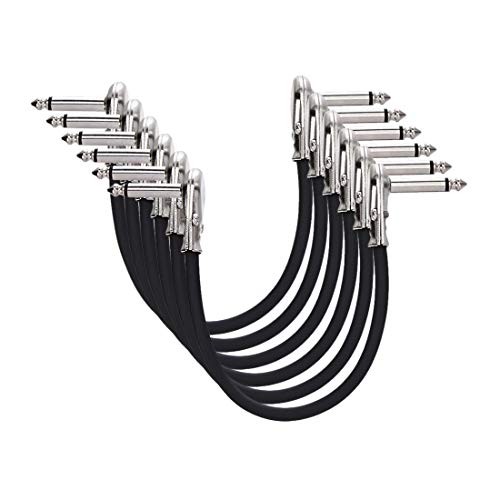 Amazon Basics 1/4 Inch Guitar Patch Auxiliary Cable, 6 Inch, 6-Pack, Black