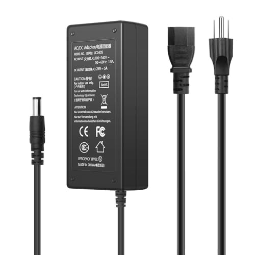 24 Volt 5 Amp Power Adapter 120W 24V 5A Power Supply Adapter 100-240V 50-60Hz AC to DC Converter 24V 5A Transformer with 5.5mm X 2.5mm DC Tip for LED Strip Light 3D Printer DC Pump etc.
