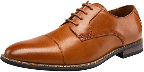 Jousen Men's Dress Shoes Cap Toe Oxford Classic Formal Derby Shoes Business Oxfords (AMY603 Yellow Brown 9)