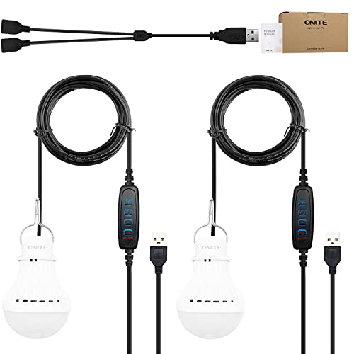 Onite USB LED Light, Camping Light with Dimming and Color Switch, Tent Light with USB Splitter Y-Type Cable and 6.2Ft Extra Long Rope, The Best Companion for Solar Panel Charger Mobile Power