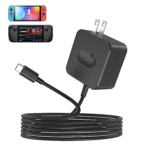 Upgrate Charger for Nintendo Switch and Steam Deck, 45W USB C Fast Charging AC Adapter Power Supply with 5FT Cable, Compatible Nintendo Switch/Steam Deck/Video Dock/Tablet/Android Phone