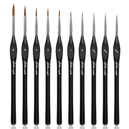Detail Paint Brushes Set 10pcs Miniature Brushes for Fine Detailing & Art Painting - Acrylic, Watercolor,Oil,Models, Warhammer 40k