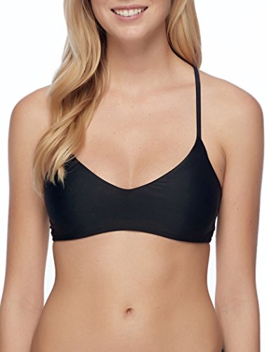 Body Glove Women's Standard Smoothies Alani Solid Strappy Back Halter Bikini Top Swimsuit, Black, Large