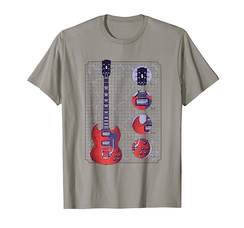 Double Cut SG Guitar Diagram Graphic T-Shirt