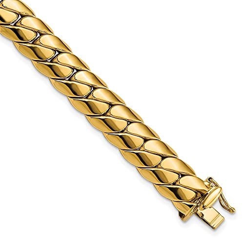 Diamond2Deal 14K Yellow Gold Polished Fancy Link Men's Bracelet for Mens (L- 9', W- 9.4 mm)