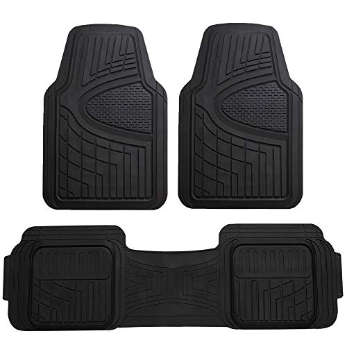 FH Group Automotive Floor Mats Universal Fit Climaproof for All Weather Protection Heavy Duty Rubber fits Most Cars, SUVs, and Trucks, Trim to Fit Black