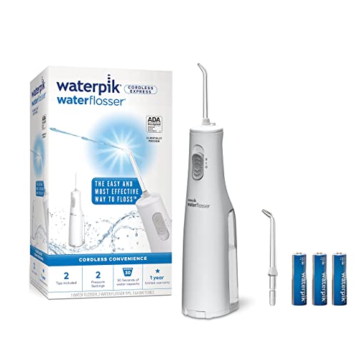 Waterpik Cordless Water Flosser, Battery Operated & Portable for Travel & Home, ADA Accepted Cordless Express, White WF-02(Packaging may vary)