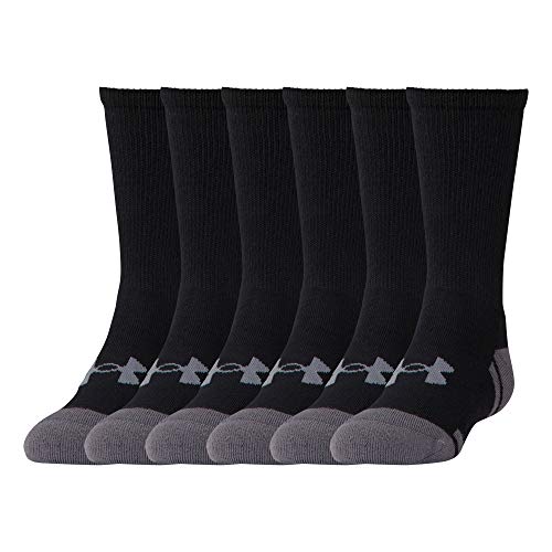 Under Armour Kids' Standard Resistor 3.0 Crew Socks, Multipairs, Black/Graphite (6-Pairs), Small