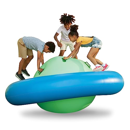 Hearthsong 8-Foot Inflatable Dome Rocking Bouncer, 88”L x 88”W x 43.75”H, 6 Handles, PVC, Ages 5 and Up