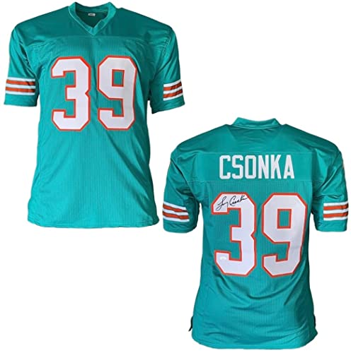 Autographed Signed Larry Csonka Pro Style Blue Turquoise Football Jersey (JSA)