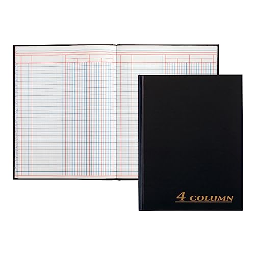 Adams Account Book, 4-Column, Black Cloth Cover, 9.25 x 7 Inches, 80 Pages Per Book (ARB8004M)