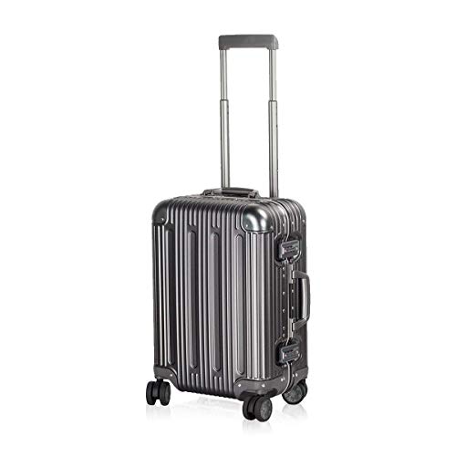 TRAVELKING All Aluminum Carry On Luggage with TSA Locks Fashion Cool Metal Hard Shell Spinner Suitcase (Grey, 20 Inch)