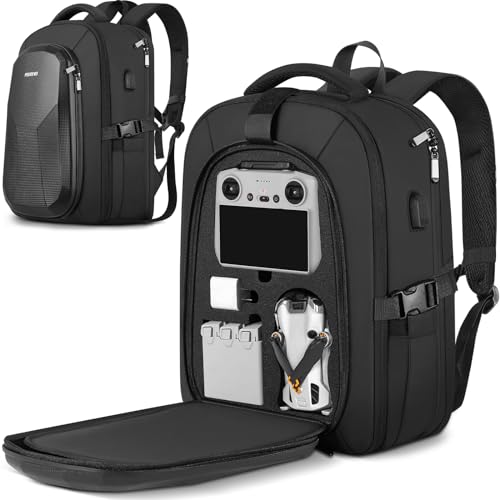 PEKREWS Mini 4 Pro Case, Waterproof Hard Carrying Case Travel Large Drone Bag Backpack Fits 15.6 Inch Laptop Compatible with DJI RC 2/ RC-N2 Controller, Fly More Combo and Accessories