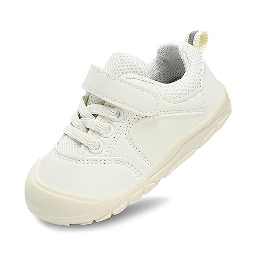 SOPMDH Baby Boys Girls Shoes Infant Walker Shoes Breathable Walking Shoes Lightweight Non-Slip Sneakers Newborn Loafers Flats 6 9 12 18 Months Off-White