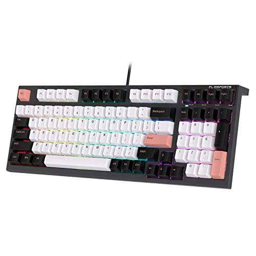 FL ESPORTS FL980 96% 1800 Layout Wired Mechanical Keyboard, 98 Keys RGB Hot Swappable Programmable Gaming Keyboard w/Light Tactile Kailh Box White Switches, Durable PBT Keycaps, (Olivia)
