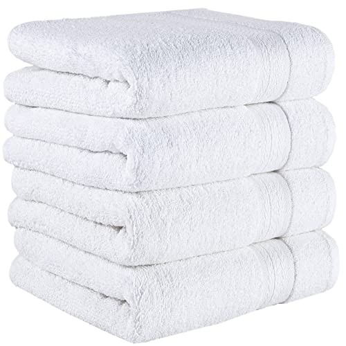 REGAL RUBY Quick-Dry 4 Pieces White Hand Towel -Bath Linen Set - Highly Absorbent 100% Turkish Cotton -Hand Towel for Bathroom Guests Pool Gym Camp Travel College Dorm Shower