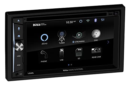 BOSS Audio Systems LXA5 Alexa Enabled Car Multitasking Smart Media Platform - 25K+ Alexa Voice Command Skills, Double Din, Bluetooth, 6.2 Inch LCD Touchscreen, MP3 CD DVD USB SD, Aux-in, AM FM Radio