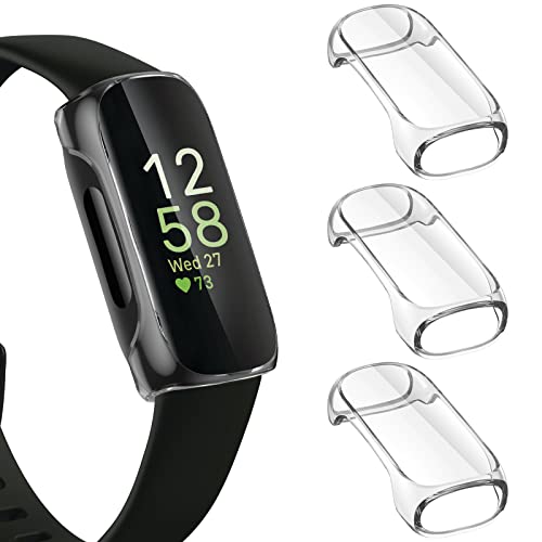 NANW 3-Pack Screen Protector Compatible with Fitbit Inspire 3, TPU Rugged Bumper Case Cover All-Around Protective Plated Bumper Shell Accessories for Inspire 3 Smartwatch