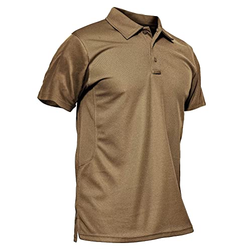 MAGCOMSEN Mens Polo Shirts Short Sleeve Work Shirts Golf Shirts Casual Shirts Quick Dry Shirts Summer Shirts Brown L