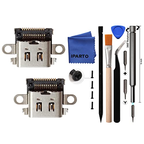 iParto 2 Pack Replacement Type C Port for Nintendo Switch Lite USB C Charging Port Charger Socket Connector Replacement Repair Kit Accessories for NS Lite HDH-001