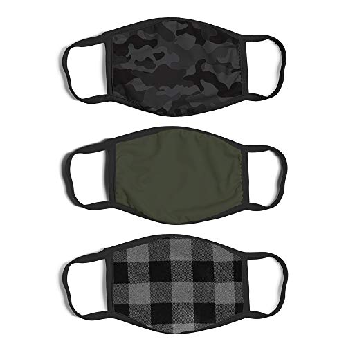 ABG Accessories Men's 3-Pack Adult Fashionable Protection, Reusable Fabric Face Mask, Green/Grey, 3 Count (Pack of 1)