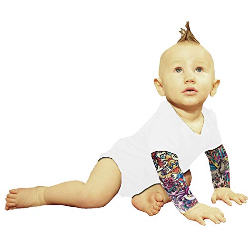Wild Rose Baby Tattoo Sleeve Shirt Bodysuit, Salvation, White, 6-12 months