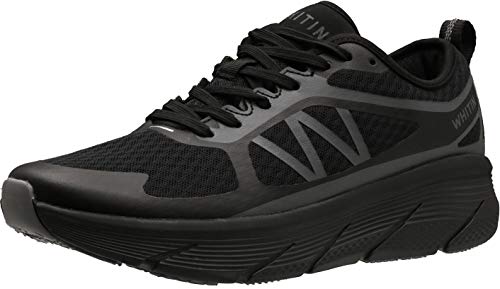 WHITIN Men’s Cushioned Running Fitness Workout Shoes Sports Male Gym Size 11 Breathable Road Midsole Platform Sneakers Exercise Max Cushion Black 45