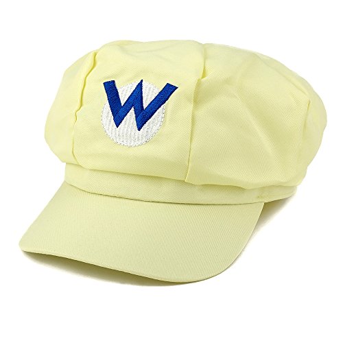 Armycrew Mario Luigi Wario Waluigi Fire Mario Embroidered Costume Newsboy Hat - Wario Yellow