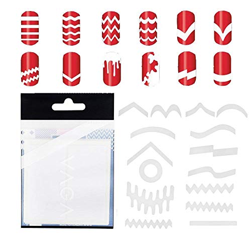 VAGA 347pcs Nail Decals French Manicure Strips Professional Nail Art Stencils White Guides Stickers / Nail Polish Strips French Tips In 13 Different Shapes For Nails Designs And Patterns Application