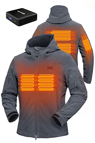ANTARCTICA GEAR Heated Jacket with 12V 16000mAh Battery Pack, Polar Fleece Coat for Men Women, Fit Zip Hood Winter Jacket