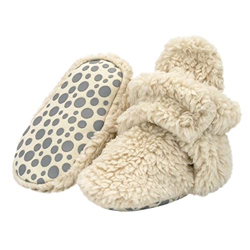 Zutano Unisex Furry Baby Booties with Grippers, Organic Cotton Lining, Baby Registry Must Haves, Oat Furry, 18 Months