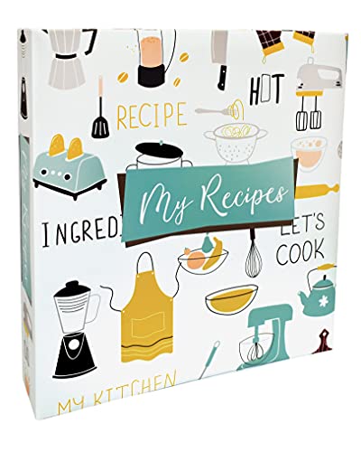 Better Kitchen Products Recipe Binder, Full Page 3 Ring Standard Binder Organizer Set (with 50 Page Protectors & 12 Category Divider Tabs) 11.5' x 12' Vintage Kitchen Design