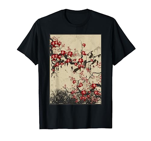 Japanese Cherry Blossom Sakura Woodblock Print O-Hanami T-Shirt